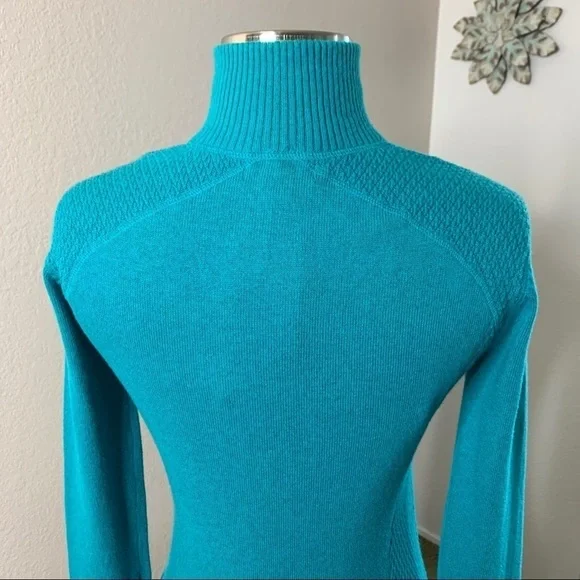 Eddie Bauer NWT Half Zip Knit Pullover Teal - Picture 6 of 12